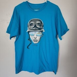 Alpine Stars Men's Large Bright Blue T-shirt Short Sleeve Angelina Jolie Actress